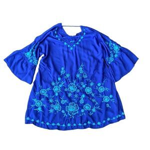Soft Surroundings Tunic Beach Cover Up Embroidered Floral Small